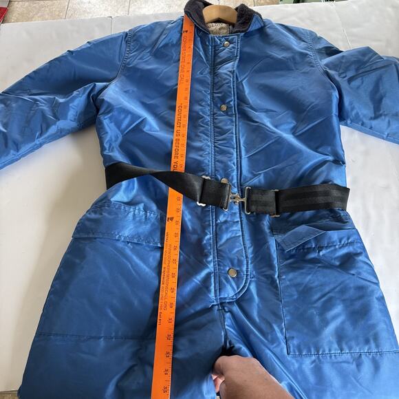 Charmoll Igloo Vtg Snowmobile suit Men Sz L 70s Boot Strap Blue Zip 25” Inseam - Picture 9 of 16